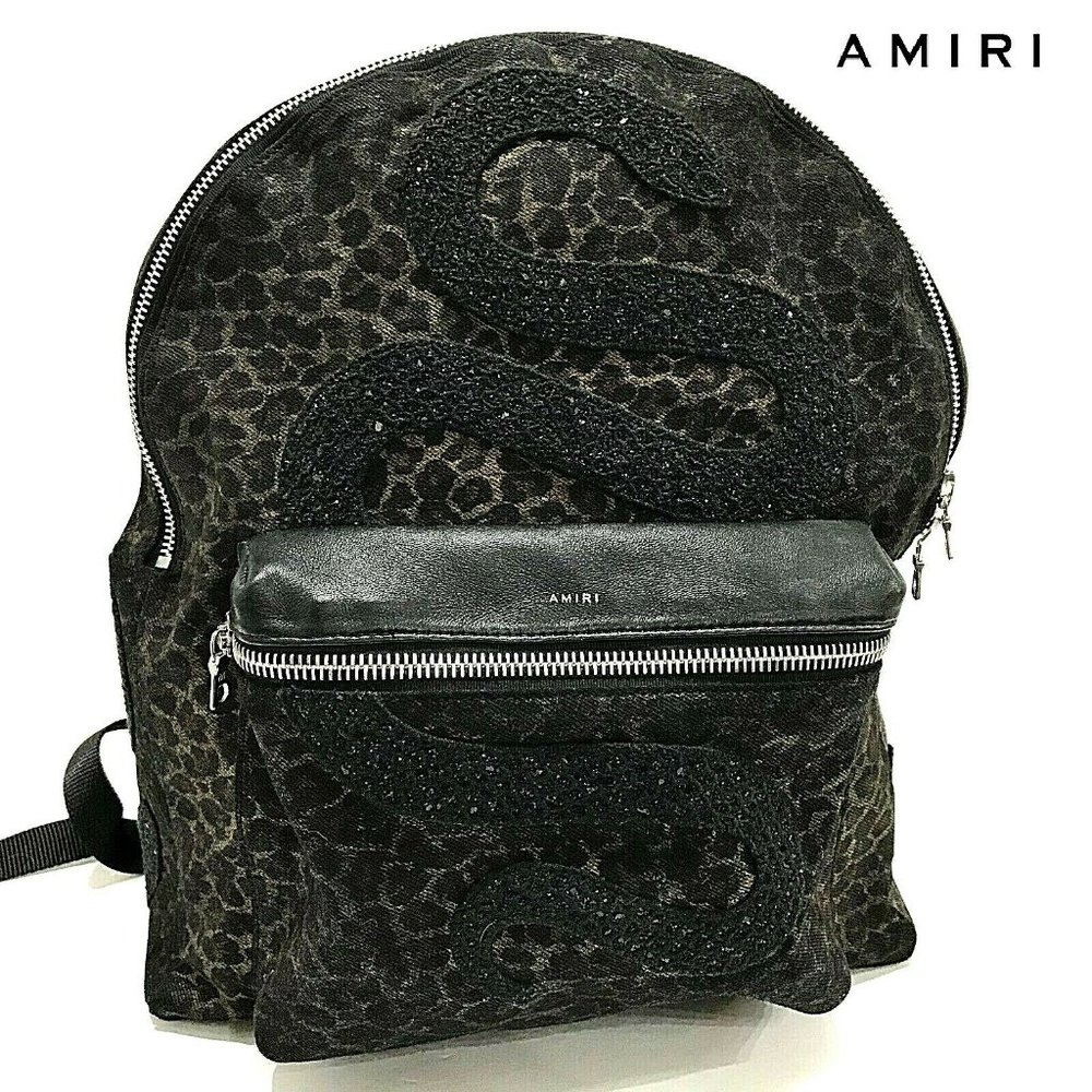 AMIRI Leopard Sequin Applique Snake Backpack Large